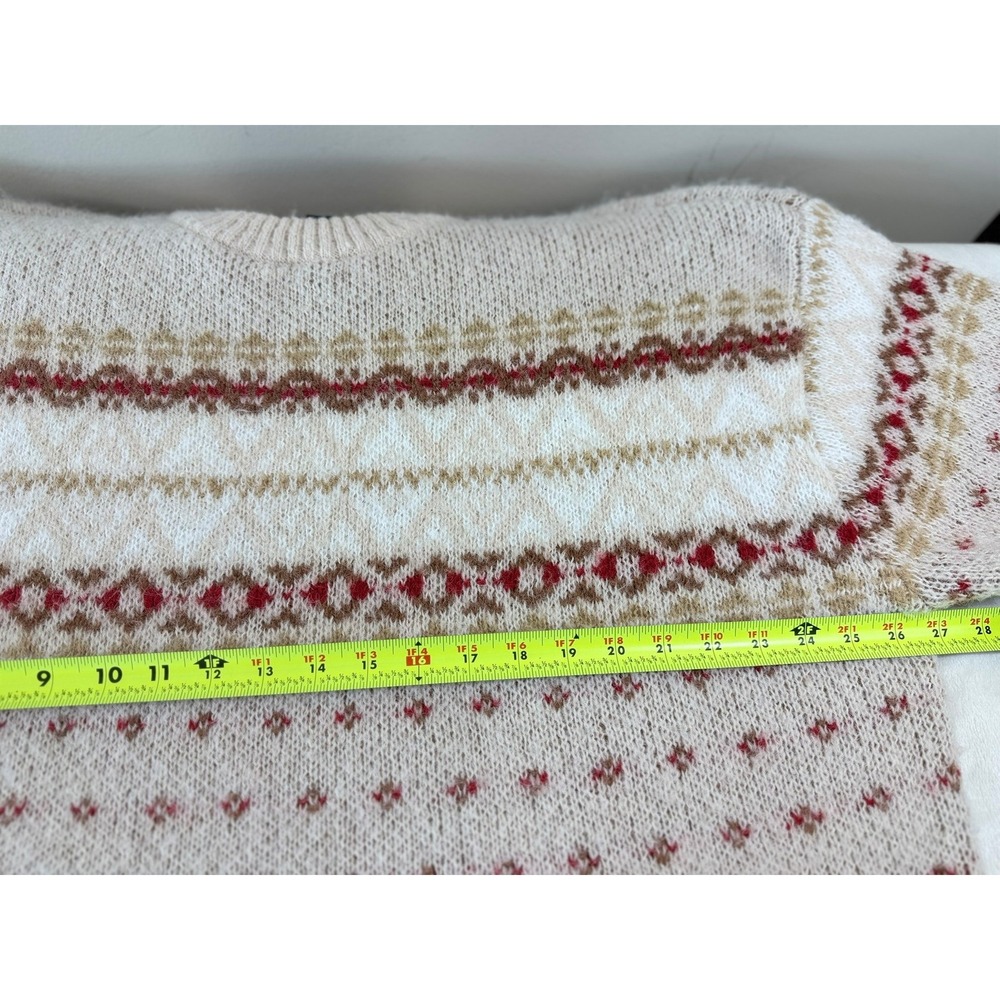 American Eagle Fair Isle Sweater Women L Oversized Tan Cozy Cottagecore Nordic - Picture 6 of 9